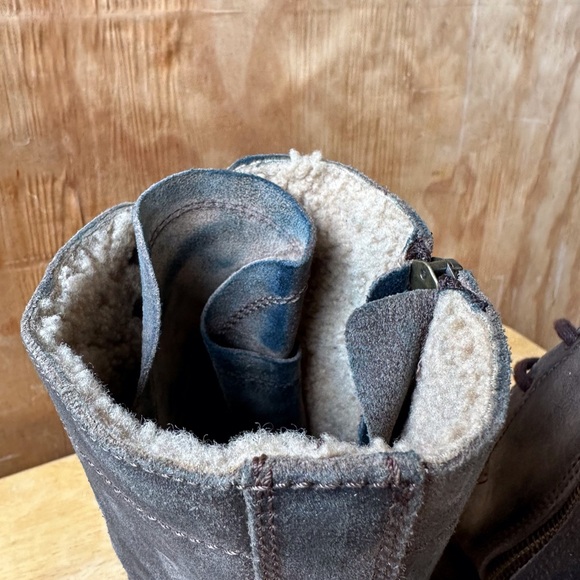 All Saints Spitalfields Gray Brown Combat Moto Lace Up Side Zip Distressed Boot - Picture 11 of 15